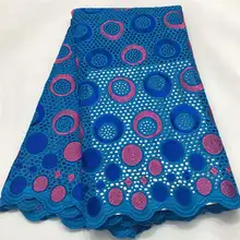 Последняя пробитая хлопчатобумажная африканская кружевная ткань Высококачественная швейцарская вуаль африканская хлопчатобумажная Кружевная Ткань 5 ярдов! ZQMF1032