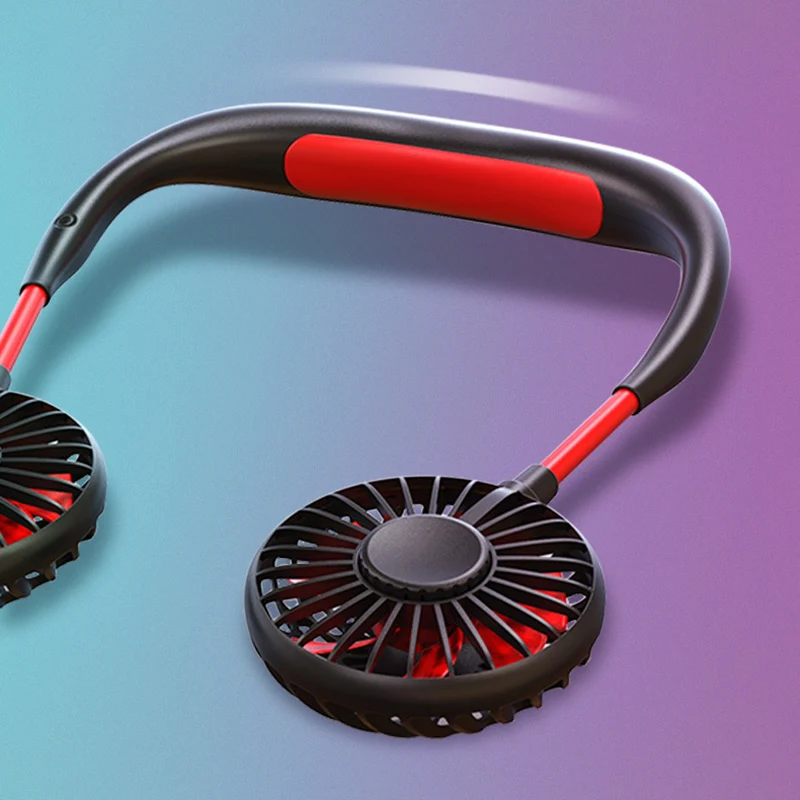 

Lazy Neck Hanging Cooling Mini Fan Night Light USB Rechargeable for Sport Office VDX99