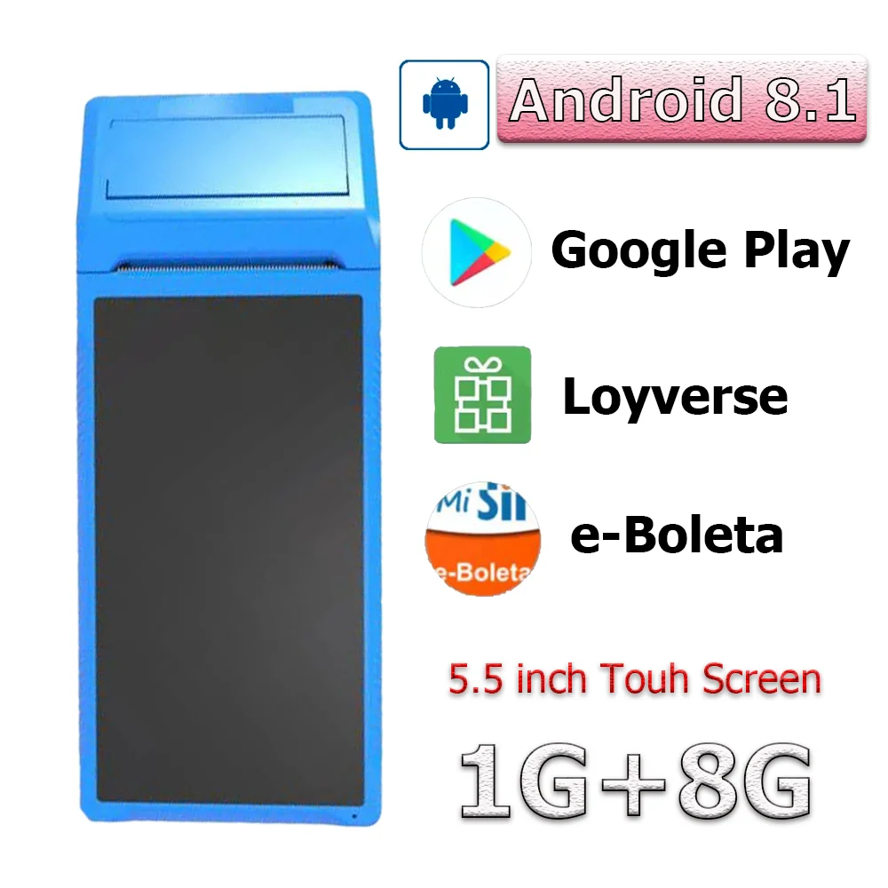 mini printer cheap Android 8.1 PDA Terminal POS Machine 5.5 Inch Touch Screen Built-in 58mm Bluetooth Thermal Receipt Printer Support Wifi GPS sticker printer mini