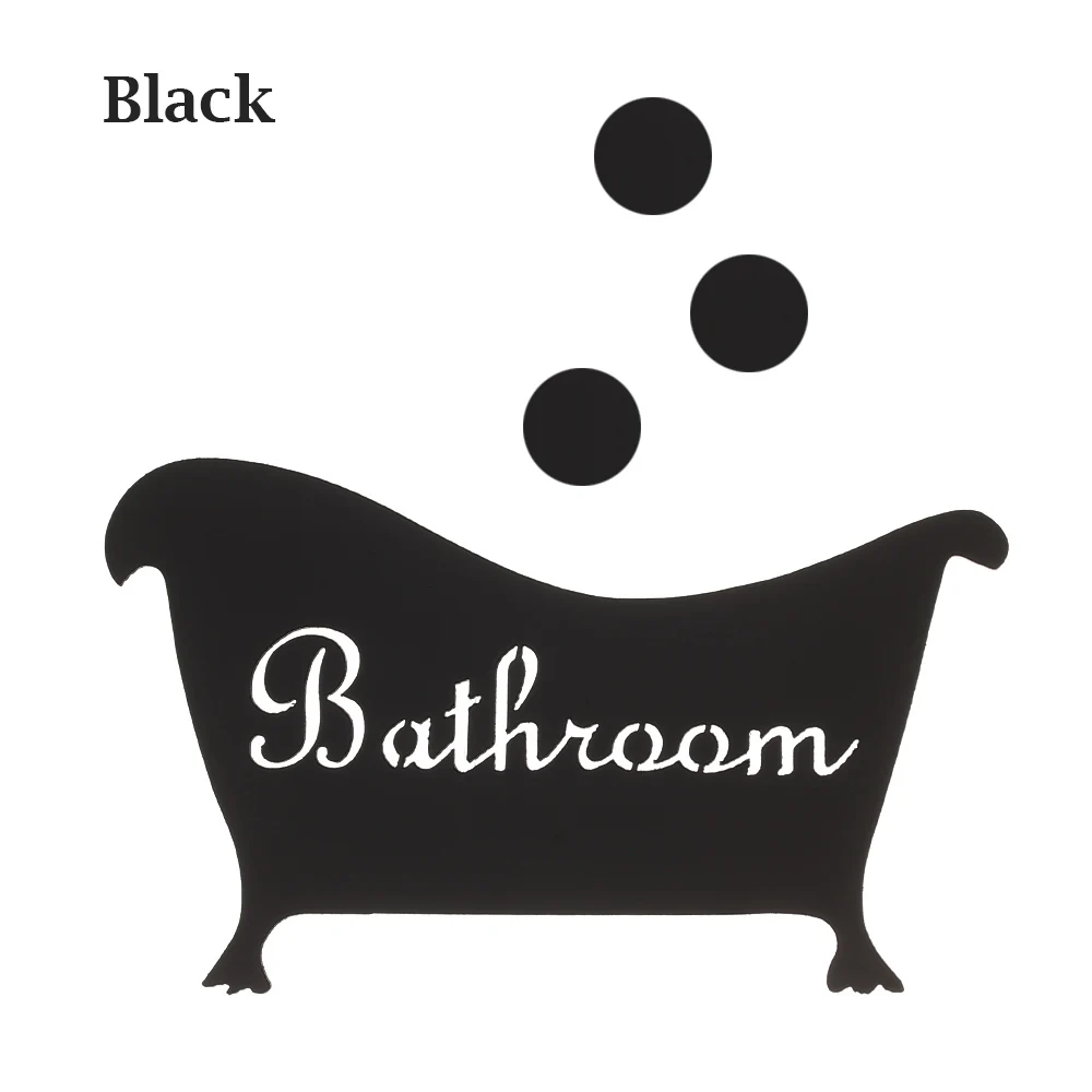 1 шт., зеркальная поверхность, наклейка на стену, ванна, узор, 3D наклейки, ванная, дверная пластина, санузел, вход, знак, украшение для гостиной - Цвет: black
