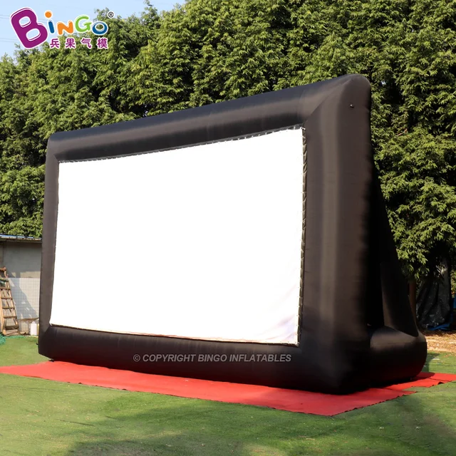 Customized 8.7x3.6x6.1 Meters Flat White Screen Inflatable Projection Screens / Inflatable Outdoor Screen Toy Tent 2