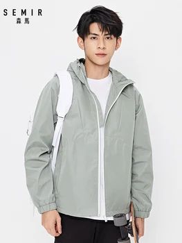 

SEMIR Autumn Jacket men 2020 new sloppy handsome jacket men trend hit color printed hooded jacket for man