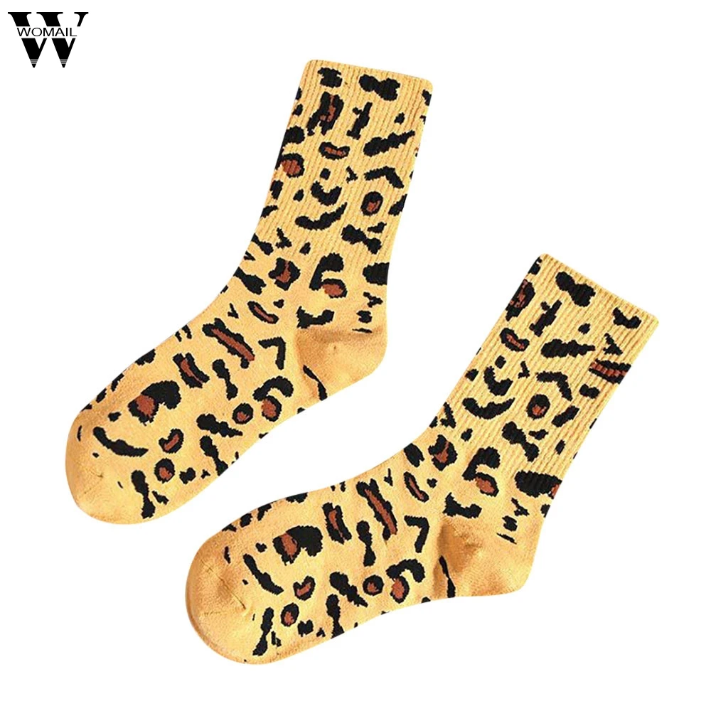 Womail/теплые зимние носки унисекс с жемчугом и леопардовым принтом; Рождественский подарок; популярные хлопковые носки с жемчужинами; носки с леопардовым принтом в стиле ретро; носки