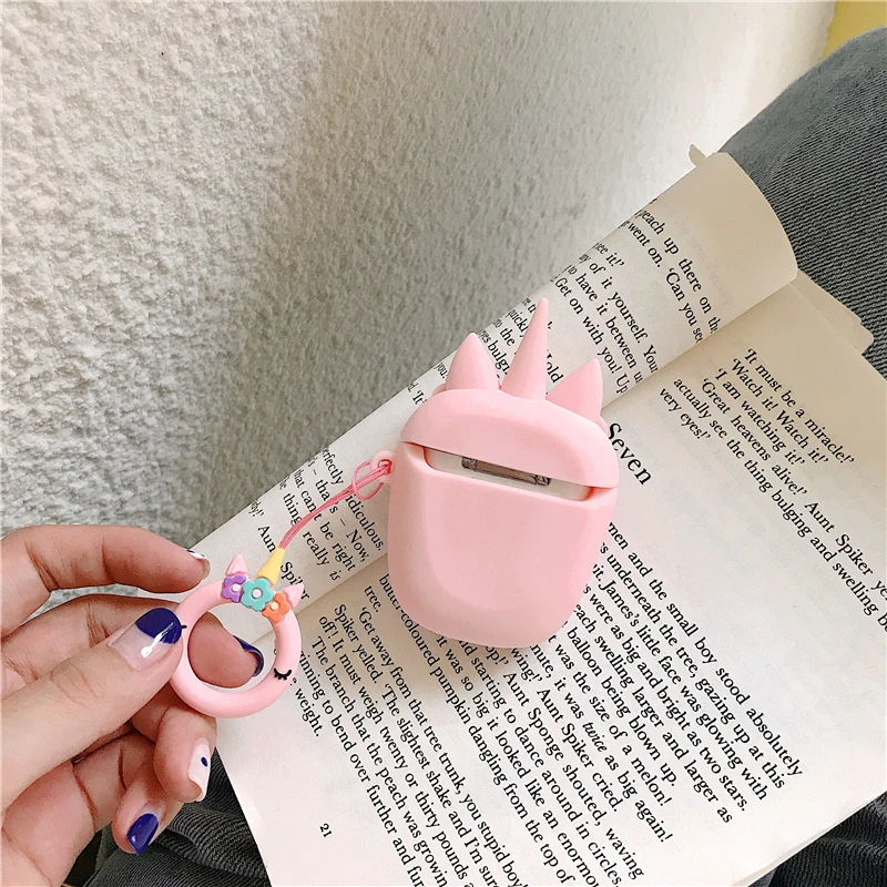 Чехол для наушников с 3D милым мультяшным единорогом для Apple AirPods 2, розовый чехол, мягкий силиконовый чехол, аксессуары Airpods2, Fundas, брелок для ключей