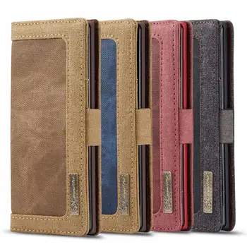 

Luxury Magnet suction 2 card Bracket Wallet Case for Samsung Note 10 9 8 S8 S9 S10 Plus Cowboy canvas PC phone case for S10E