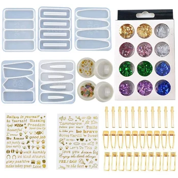 

Hair Pin Resin Mold,Resin Mold Hair Clip Barrette Casting Silicone Mould DIY Crafts Jewelry Hairpin Making Tools