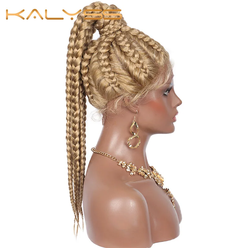 Kalyss Box косички кружевные передние парики кукурузные хвосты с детскими волосами