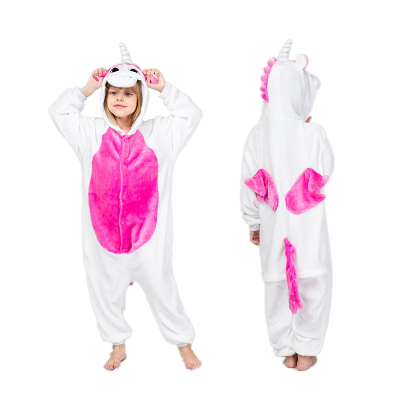 Children's Sleepwear for Boys Girls Unicorn Pajamas Flannel Kids Stich Unicornio Pijamas Set Animal Winter Onesies