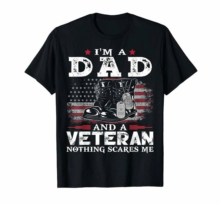 Черная Мужская футболка с надписью IM A Dad Veteran Nothing Scares Me Father удобная | одежда