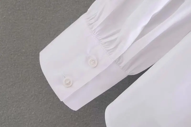 Вязаный крючком женский кружевной топ с отложным воротником Повседневная белая Свободная Женская блузка открытые блузки с вышивкой топы с рукавами-буффами LS4225