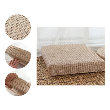 

Tatami Floor Pillow Sitting Cushion,Square Padded Room Floor Straw Mat for Outdoor Indoor Seat(15.7inch x 4.2inch)