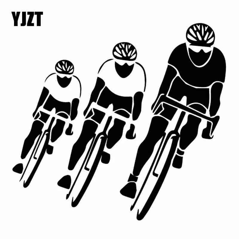 

YJZT 16.5CM*15.3CM Cycling Competition Biking Cool Dazzling Vinly Decal Interesting Decor Car Sticker Black/Silver C27-0658