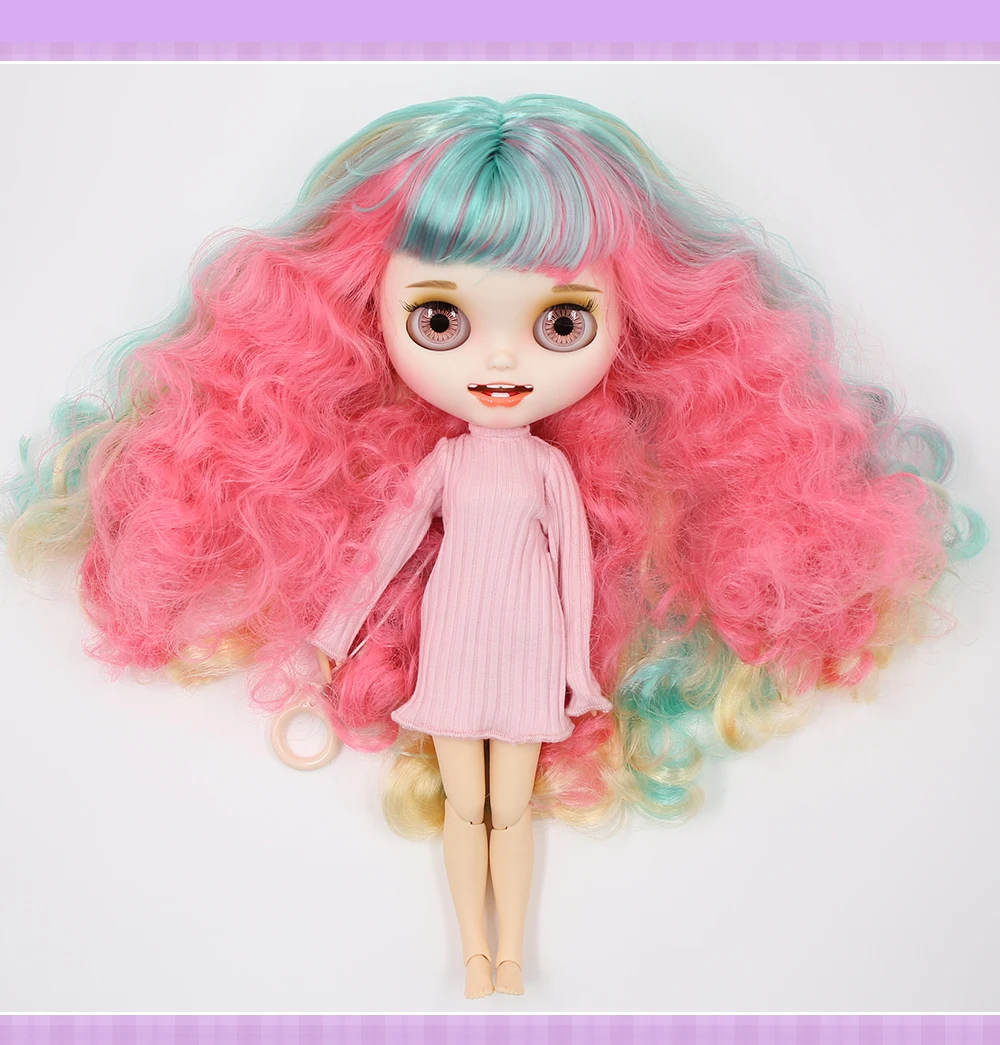 Neo Blythe Doll with Multi-Color Hair, White Skin, Matte Smiling Face & Custom Jointed Body 1