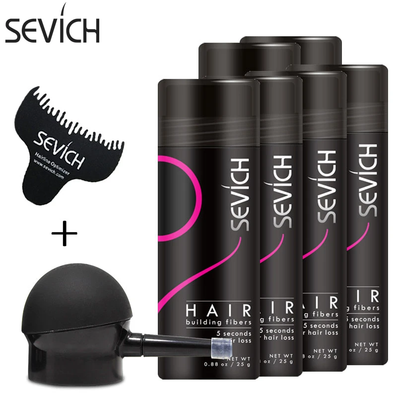 Sevich 8pcs Hair Building Fiber Set Hair Regrowth Powder *6 & Applicator *1 & Comb *1 for Thickening Hair Growth Keratin Fiber 8pcs outdoor led building ip65 wallwasher mini beam city color washer 20 x 15w rgbwa 5in1 waterproof ip65 led wall washer light