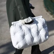 Высококачественная женская сумка-тоут, космические хлопковые сумочки, Дамская осенне-зимняя повседневная сумка через плечо, пуховая сумка с перьями