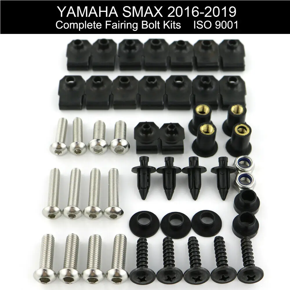 

For Yamaha SMAX 2016 2017 2018 2019 Motorcycle Complete Cowling Bolts Kit Covering Bolts Fairing Clip Speed Nuts Stainless Steel