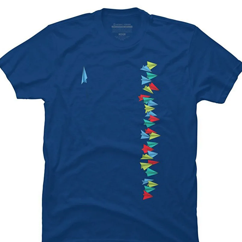 

T Shits Printing Short Sleeve Casual O Neck Cotton Paper Airplanes Men'S Graphic T Shirt