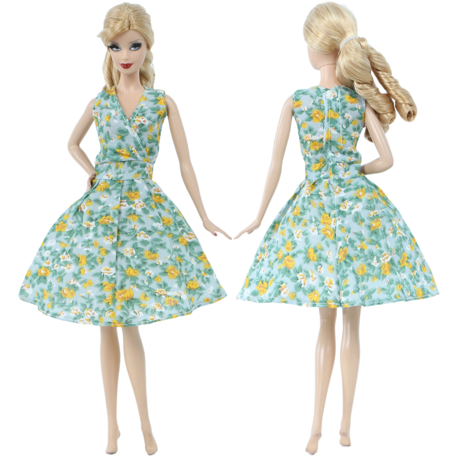 Лот модные пасторальные стили v-образным вырезом Мини платья Цветочный халат Повседневная Милая летняя крутая одежда для Барби аксессуары для кукол игрушки