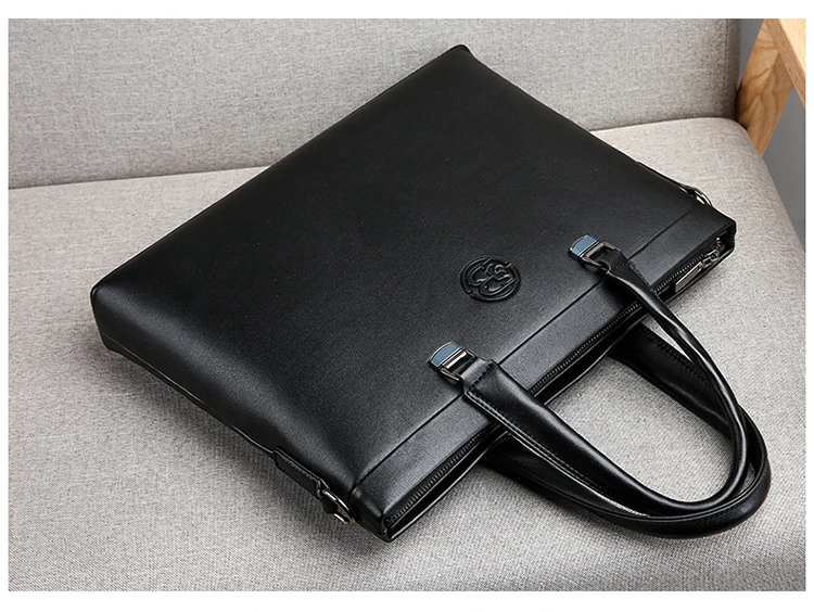 Men's Casual Waterproof Laptop Bag Double Leather Business Briefcase Handbag Messenger Bag Men's Leather Shoulder Bag Travel Bag