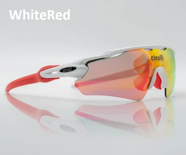 Cinali велосипедные очки, солнцезащитные очки для велоспорта, поляризационные очки для спорта на открытом воздухе, ветрозащитные очки для мужчин и женщин, велосипедные очки, 4 линзы - Цвет: WhiteRed