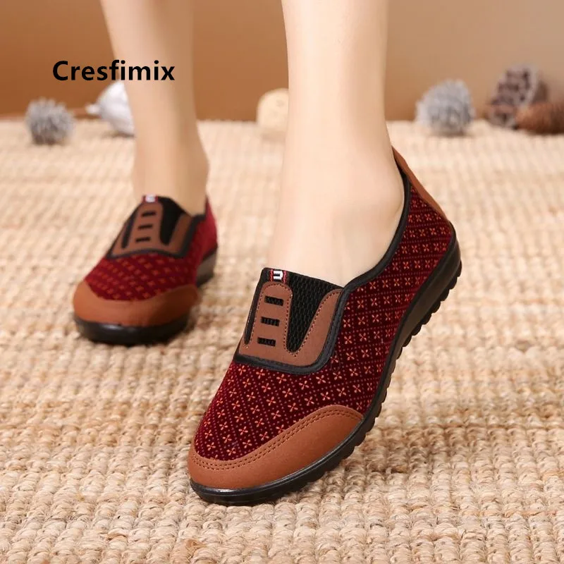 Cresfimix zapatos de mujer women classic wine red slip on flat shoes lady cool black ballet shoes brown retro dance shoes a5527 slingback designer shoes