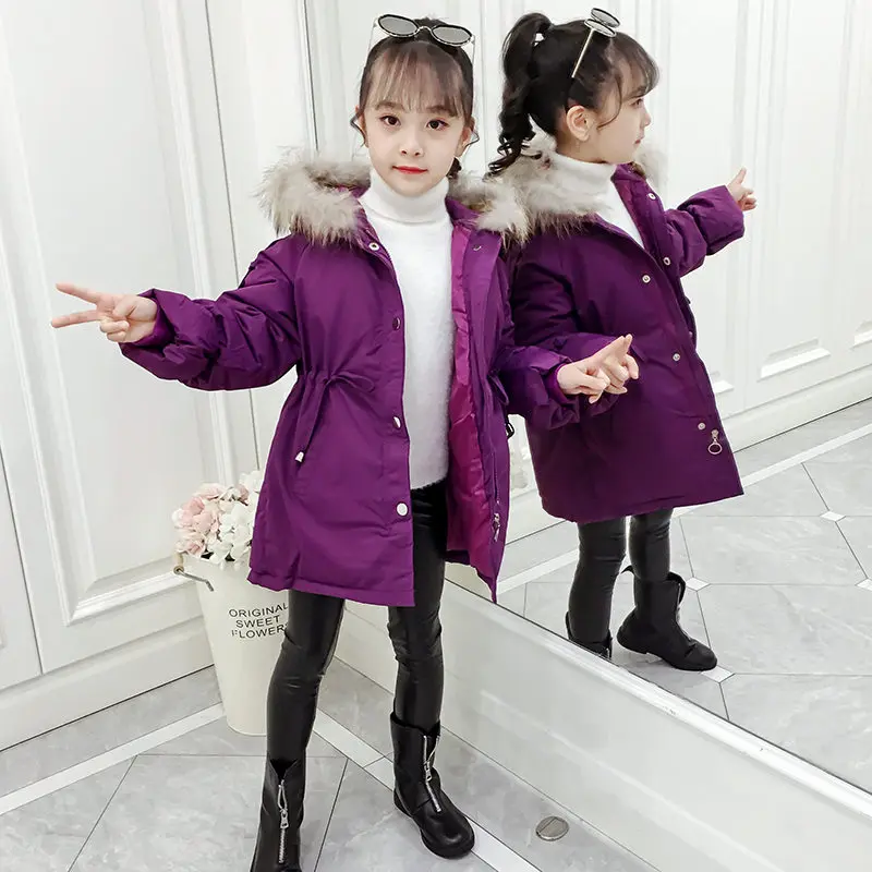 Коллекция 2019 года модная Детская меховая парка для девочек зимняя куртка
