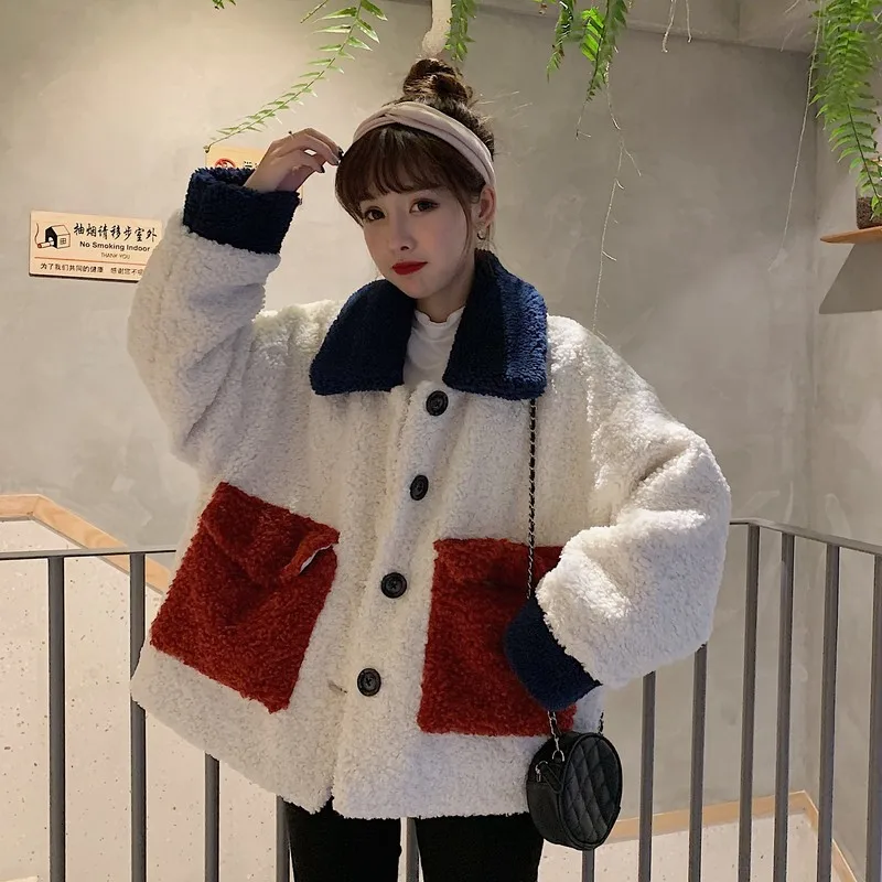 [EWQ] Новинка осени 2019 Женское пальто с длинным рукавом Прошитое карманом размера