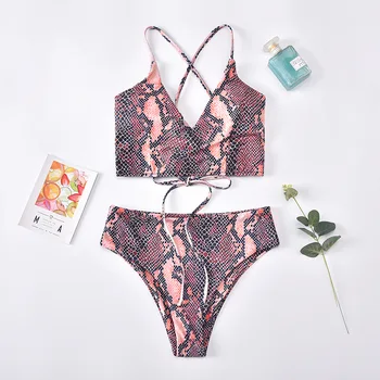 

Wasteheart Summer Sexy Bikini Set Women Swimsuit Backless Snakeskin Swimwear Bathing Suit Female Biquini Holiday Serpentine Swim
