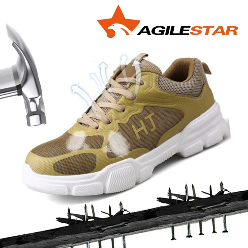 

AGILESTAR Spring Cool Safety Shoes Steel Toe Shoes Summer Anti Smashing Puncture Proof Breathable Fashion Protective Footwear