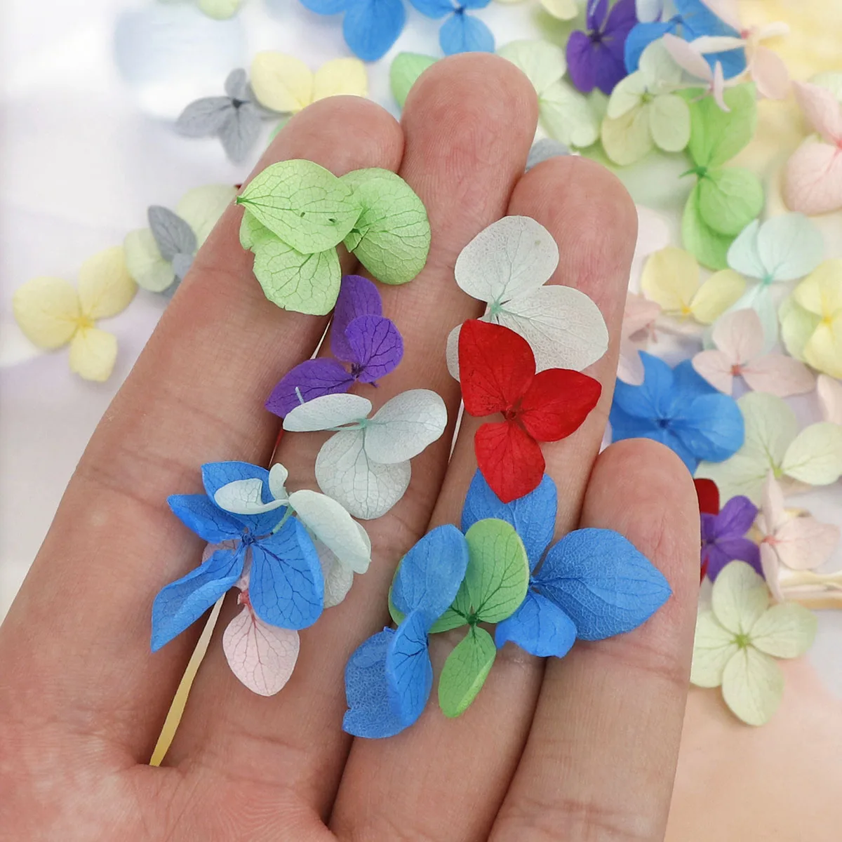 10/50/100 ПК засушенные цветы, нейл-арта украшения DIY натуральной прессованной Флора гель маникюрные наклейки лист гортензии 3D Декор ногтей советы