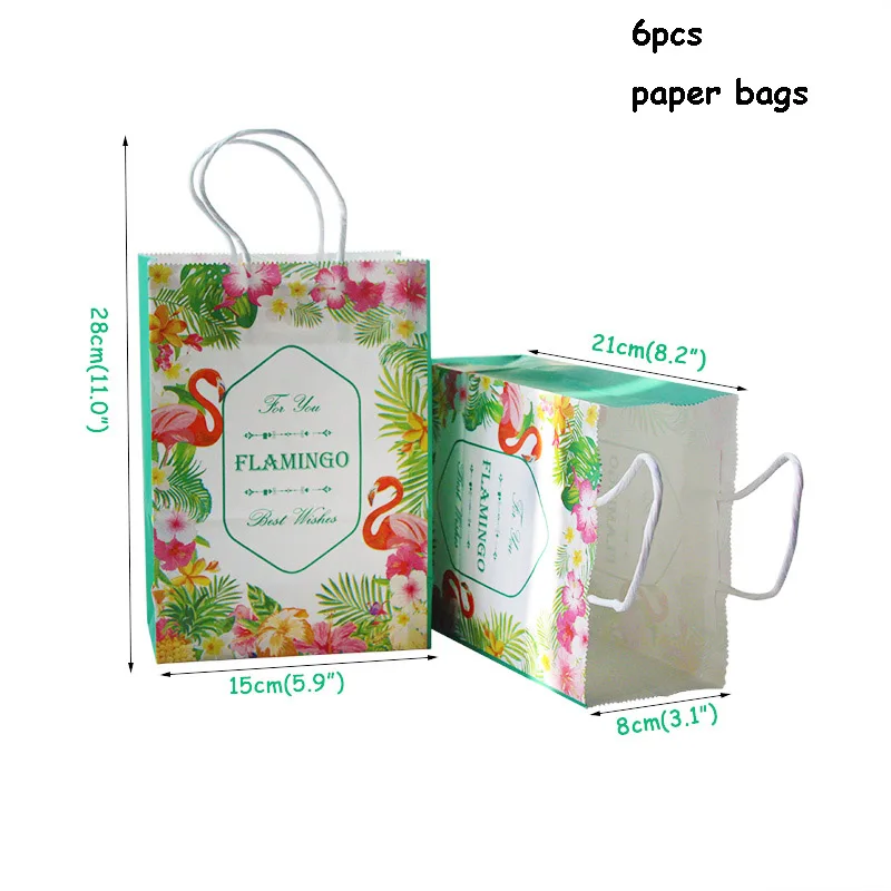 6pcs paper bags 1 комплект светодиодный светильник «Фламинго», вечерние одноразовые столовые приборы «Фламинго», для дня рождения, свадьбы, украшения, Гавайские вечерние принадлежности - Цвет: 6pcs paper bags