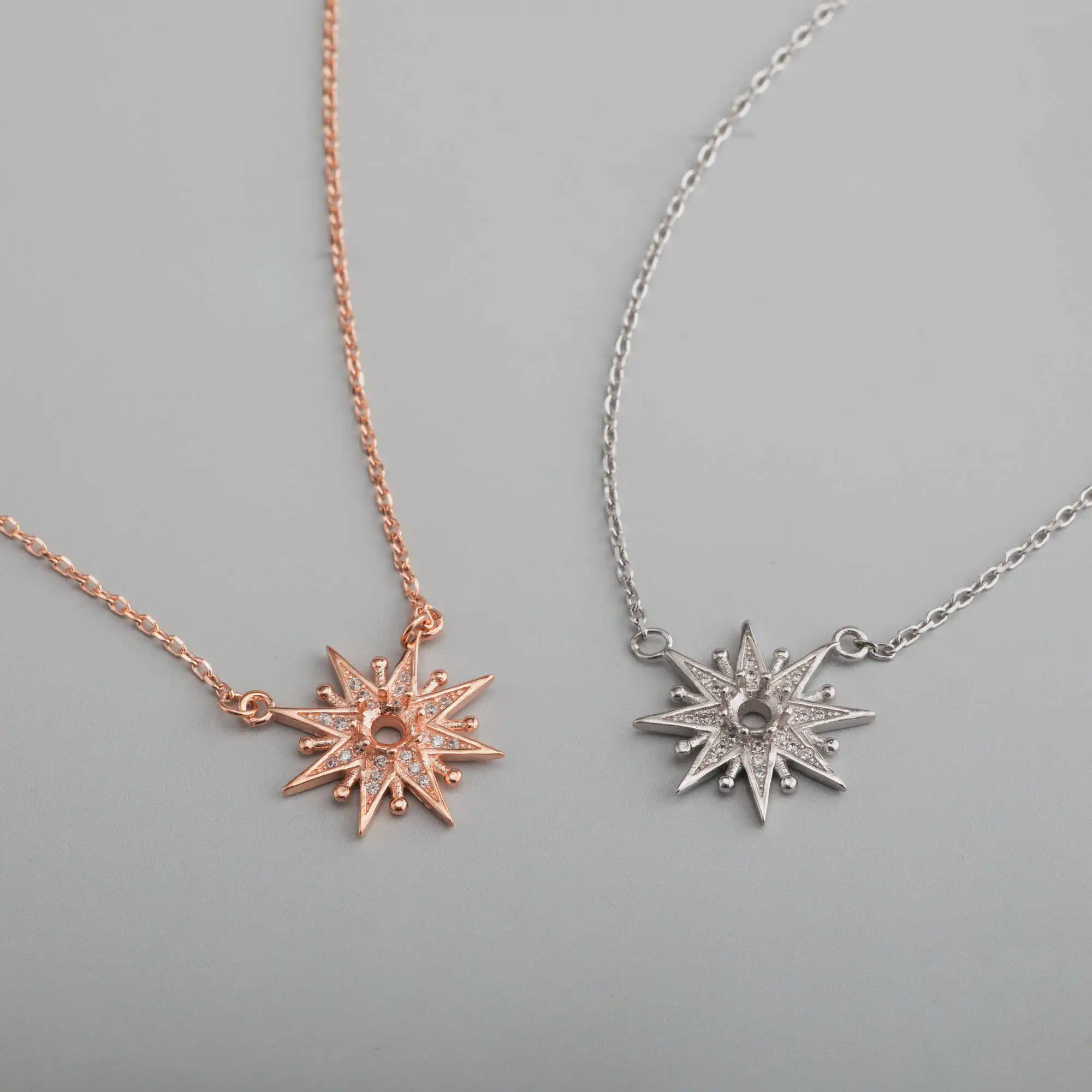 4 Millimetri Solido 925 Argento Sterlina In Oro Rosa Rotondo Della Pietra Preziosa Del Polo Impostazioni Lunetta Fai Da Te Fiocco Di Neve Pendente Del