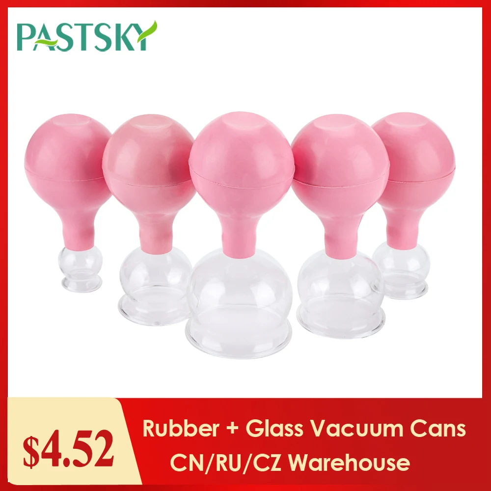 

Pink Rubber Vacuum Cans Full Body Massage Suction Cup Vacuum Massager Therapy 5 Different Size Suction Cup Kit Chinese Cupping