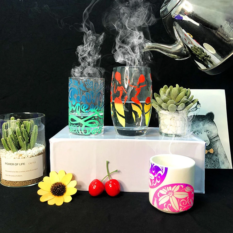 

5pcs Hot Sensitive Color Changing Vinyl 12"*12"Cricut Lettering Sign Craft Vinyl Film For Coffee Cup Decals Decor DIY HDW01-03