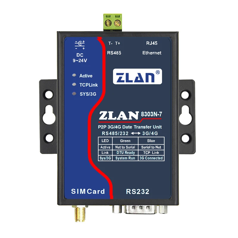 ZLAN8303N-7 GSM 3G 4G последовательный порт RS232 RS485 к TD-LTE/FDD-LTE/WCDMA/TD-SCDMA/EVDO/CDMA2000/конвертер