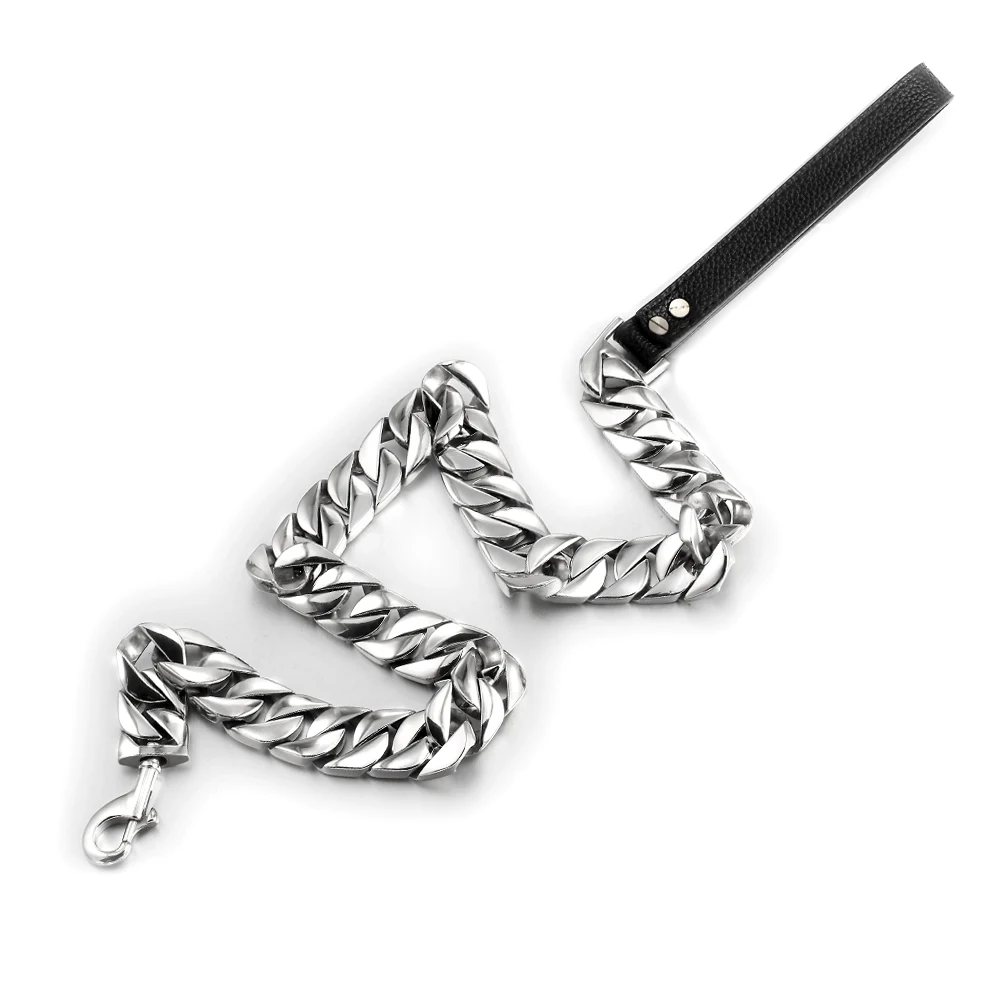 

Stainless Steel Metal Pet Dog Training Choke Collar Cuban Chain Silver Color Collars for Golden Retriever Dogs Large Necklace