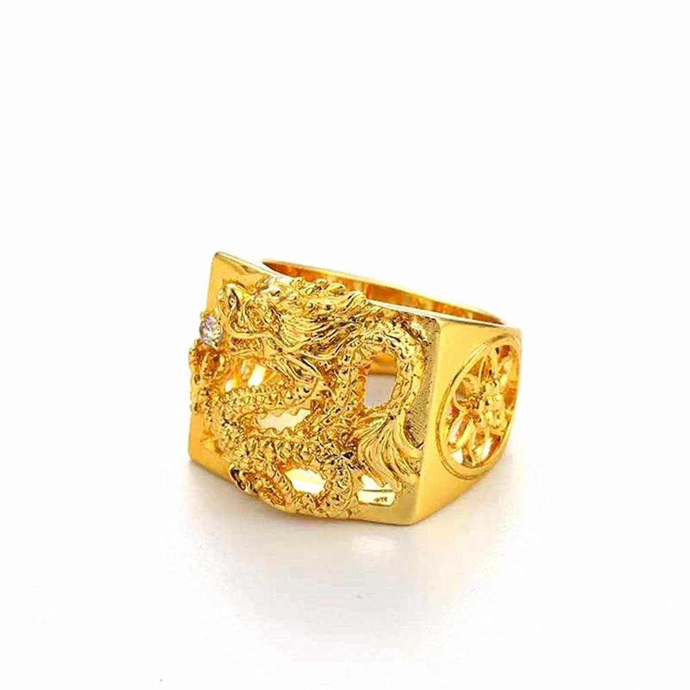 Мужское кольцо на палец золотого цвета, мужские ювелирные изделия, роскошное мужское кольцо, регулируемое в классическом стиле с дизайном дракона, классные аксессуары