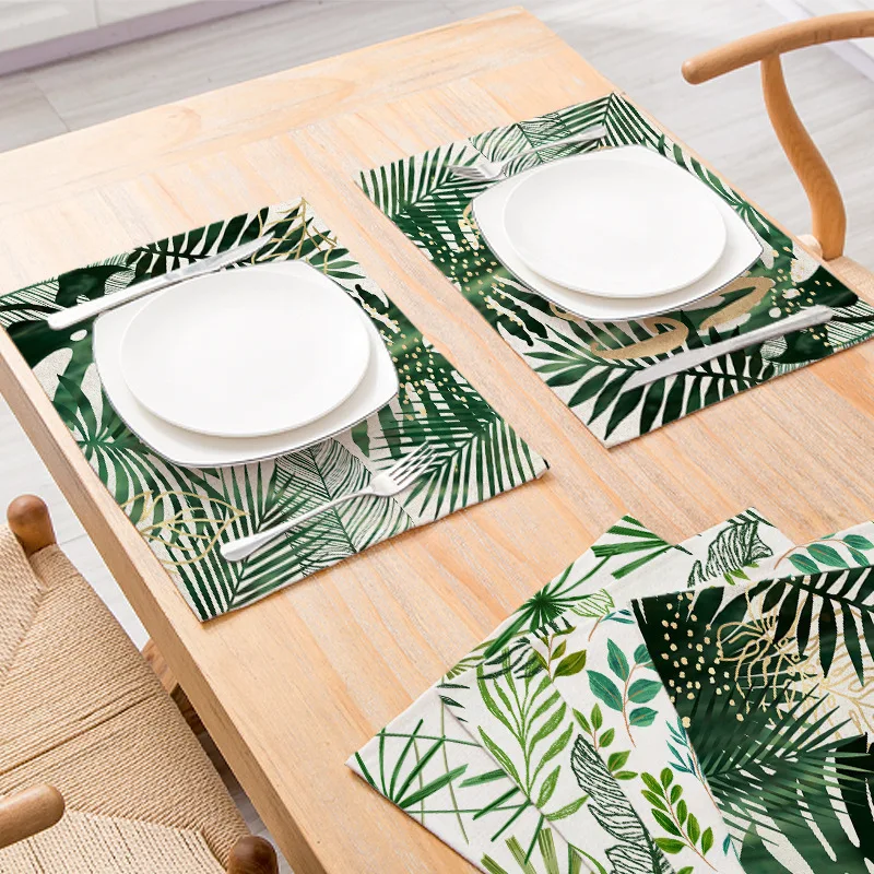 Palm Trees Pattern Kitchen Dining Table Mats Placemats 30x45 Cm, Set Of 2 Pieces 【12月スーパーSALE