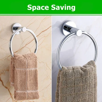 

Towel Ring, Hand Towel Holder Ring Hanger for Bathroom Kitchen, Round Towel Rack Hook Rings with Wall Mounted Hardware, Silver R