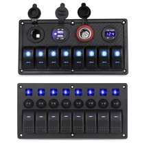Panneau interrupteur à bascule LED pour voiture, bateau, Protection contre les surcharges 12 24v avec étiquette autocollante 5V 3.1A, voltmètre chargeur double USB 