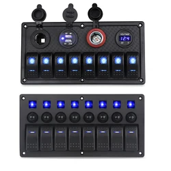 Panneau interrupteur à bascule LED pour voiture, bateau, Protection contre les surcharges 12 24v avec étiquette autocollante 5V 3.1A, voltmètre chargeur double USB 