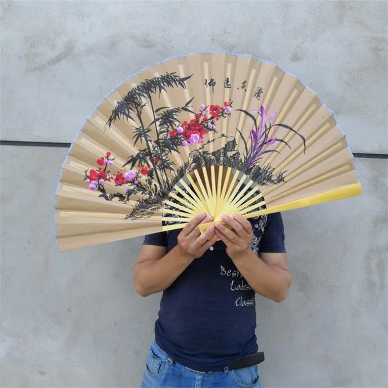 Потолочный вентилятор, декоративный вентилятор в китайском стиле, вентилятор из шелковой ткани, большой складной вентилятор - Цвет: 50X90cm
