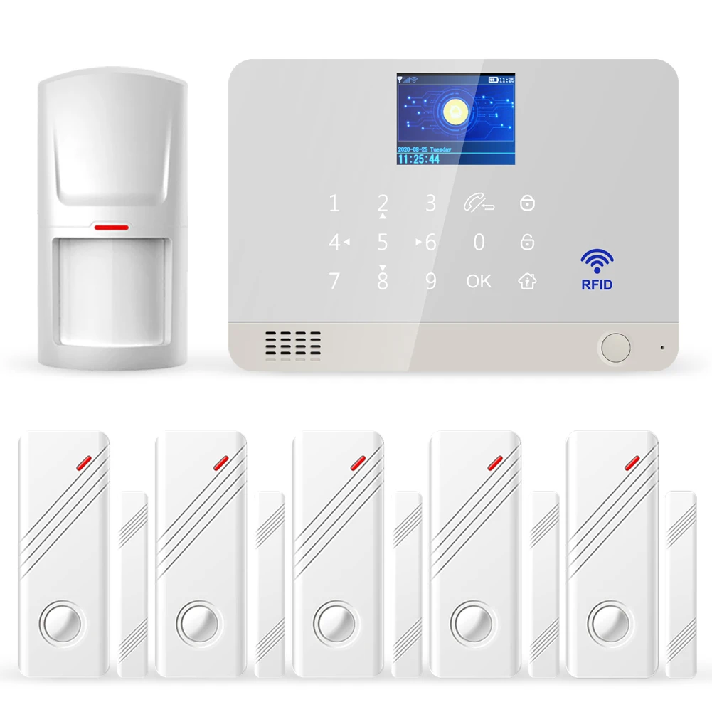 Wolf-Guard Wifi GSM LCD Home Alarm Security System TuYa APP Control 11 Languages DIY Camera Solar Siren PIR Detector Door Sensor 