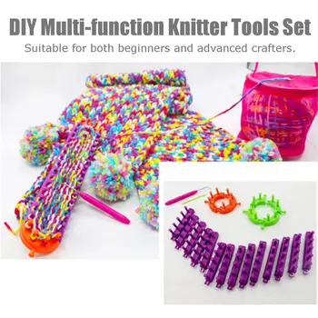

New Knitting Loom DIY Spliced Loom Braided Frame Long Ring Set with Hook Needles Knitting Woven Scarves Hats Socks Sewing Tools