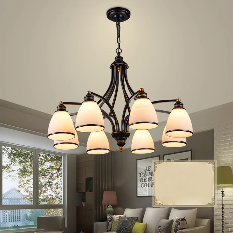 Vintage loft European Style Oil Rubbed Bronze 3-Light 5-light 6 light 8 Chandelier Glass Shades Metal Lamp | Лампы и освещение