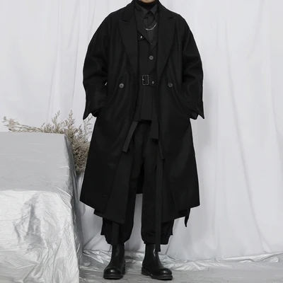 Для Мужчин's Yamamoto шерстяное пальто мужчин длинное двубортный Сапоги выше колена|Пальто| |