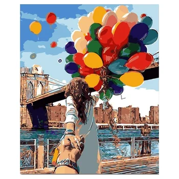 

DIY Paint By Numbers Canvas Oil Painting Kit for Kids & Adults 40 x 50cm Drawing Paintwork Balloon-with Frame