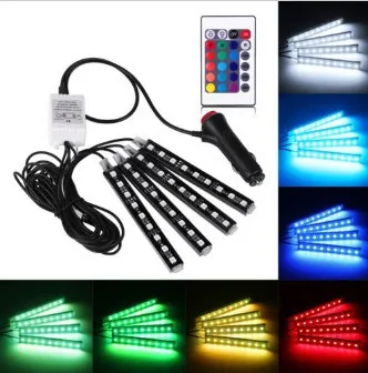 Автомобильный RGB светодиодный DRL полосы света светодиодные полосы света цвета салона автомобиля декоративная лампа с пультом дистанционного управления
