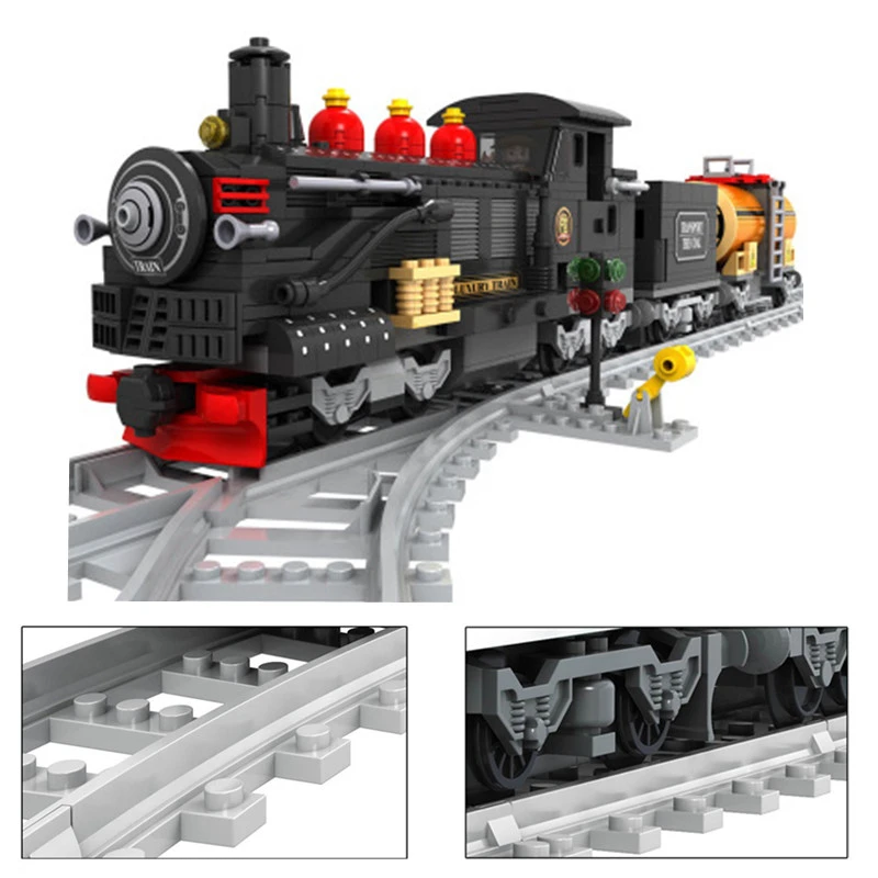 

Building Blocks City Train Power-Driven Diesel Rail Cargo With Tracks Set Model carriage Locomotive rails Toys for Children Kid