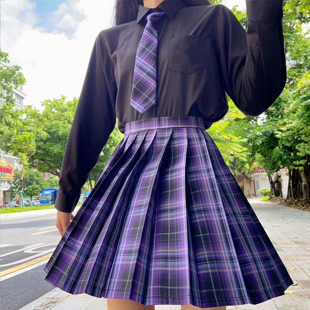[Black Sweetheart Storm] JK School Uniform Plaid Skirt For Girls Summer High Waist Pleated Skirts Women Dress Students Clothes